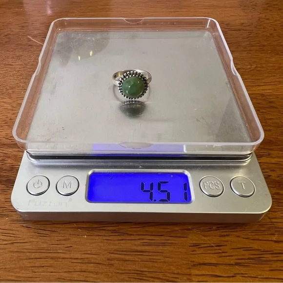 Sterling Silver Kingman Turquoise Ring Size 7.75 Green Round Cabochon Southwest - Picture 12 of 13